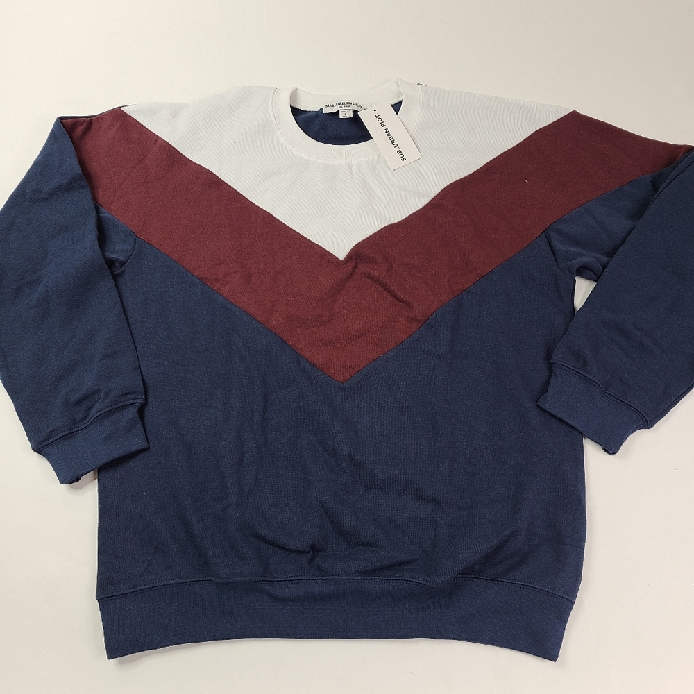 SUB_URBAN RIOT Navy Colorblock Sweatshirt